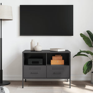 Schwarzer TV-Schrank aus Stahl, 68 cm