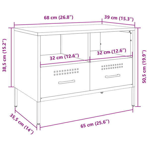 Schwarzer TV-Schrank aus Stahl, 68 cm