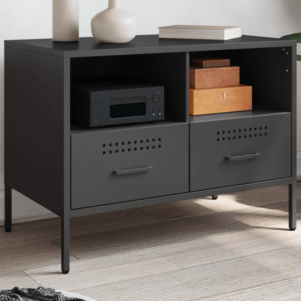 Schwarzer TV-Schrank aus Stahl, 68 cm