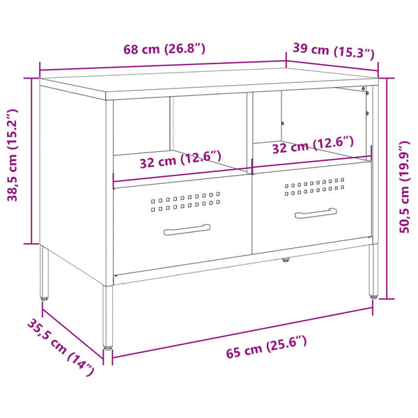 Rosa TV-Schrank aus Stahl, 68 cm