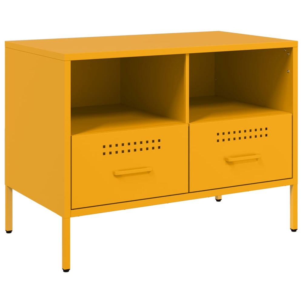Senfgelber TV-Schrank aus Stahl, 68 cm