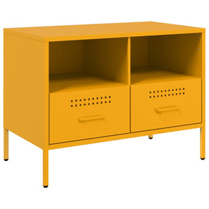 Senfgelber TV-Schrank aus Stahl, 68 cm