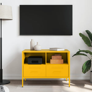 Senfgelber TV-Schrank aus Stahl, 68 cm