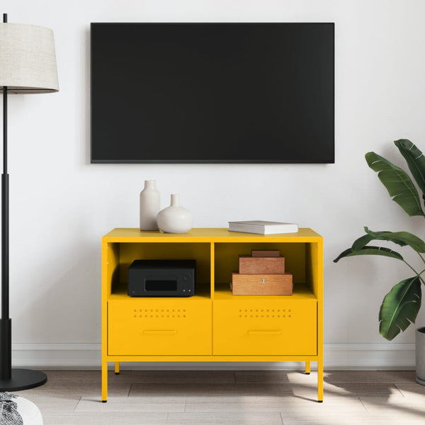 Senfgelber TV-Schrank aus Stahl, 68 cm