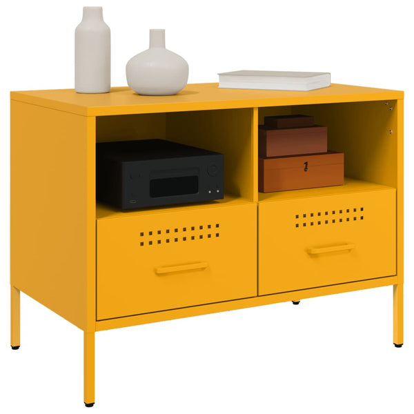 Senfgelber TV-Schrank aus Stahl, 68 cm