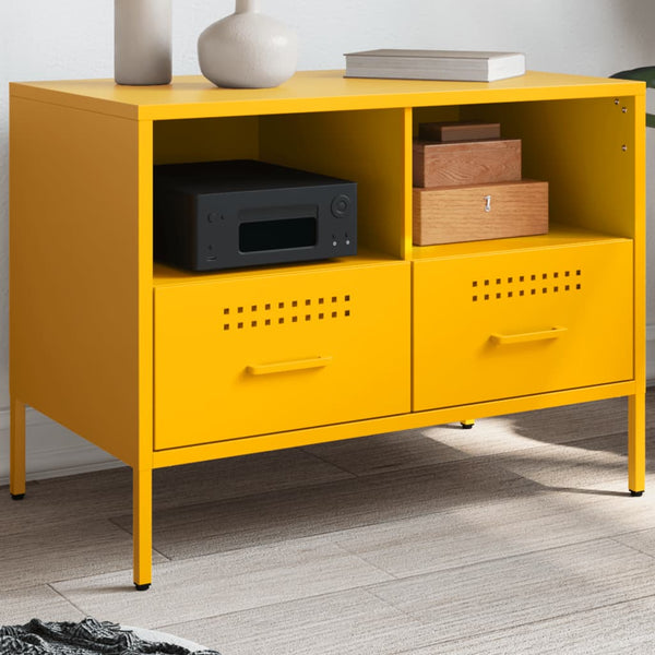 Senfgelber TV-Schrank aus Stahl, 68 cm
