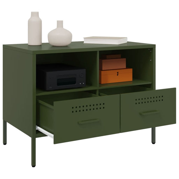 TV-Schrank Olivgrün Stahl 68x39x50,5 cm