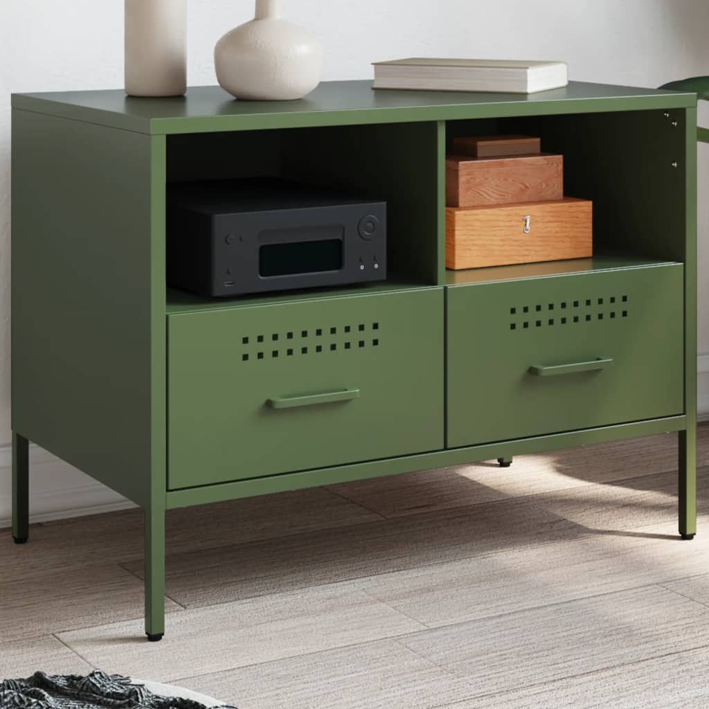 TV-Schrank Olivgrün Stahl 68x39x50,5 cm