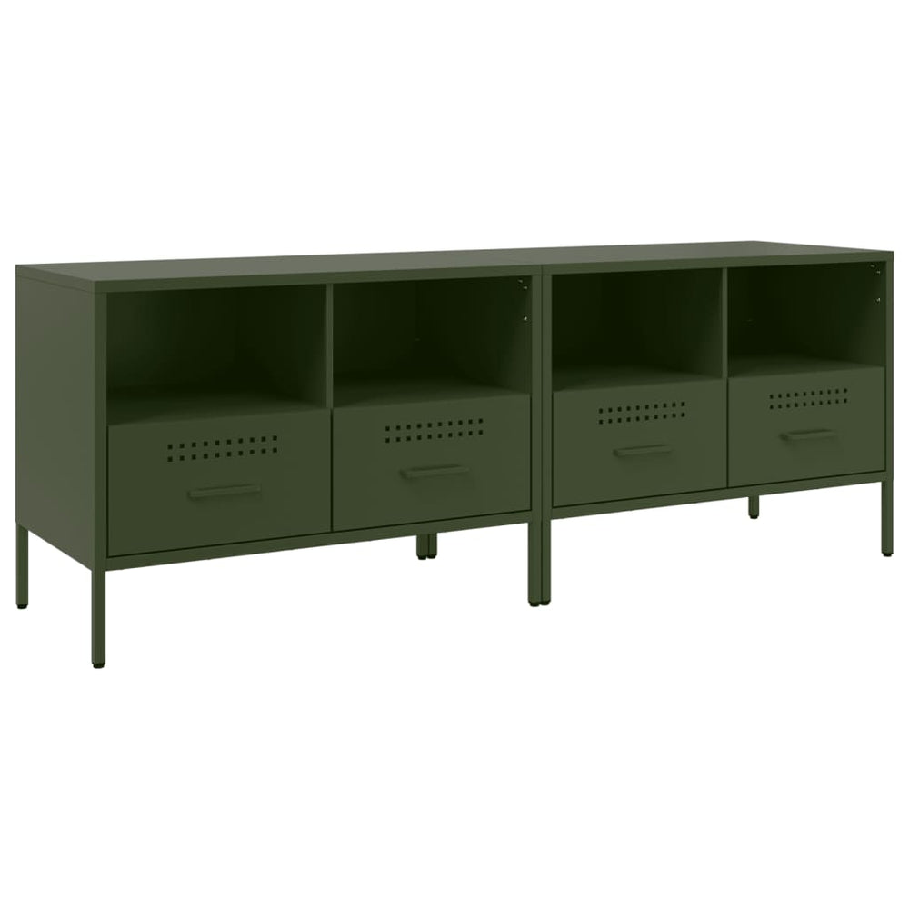 vidaXL Meubles TV 2 pcs Vert olive 68x39x50,5 cm Acier