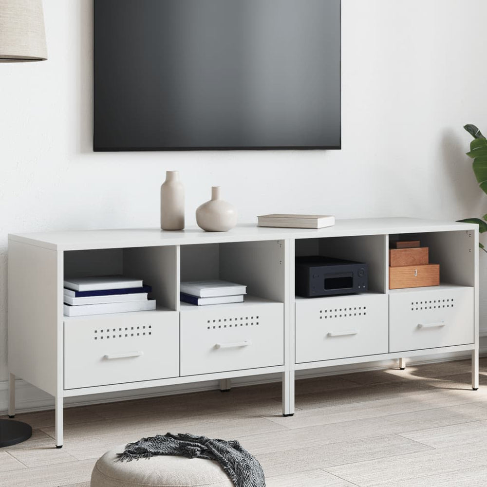 Meuble TV vidaXL 2 pcs Blanc 68x39x50,5 cm Acier