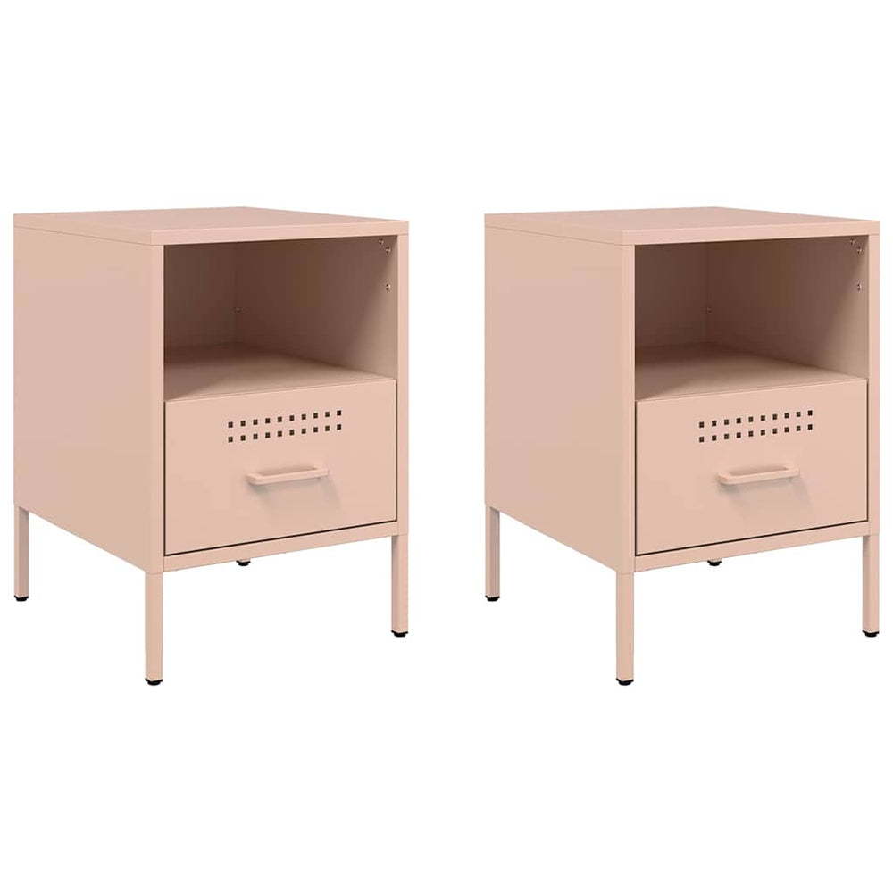 Nachttische 2er Set Rosa Stahl