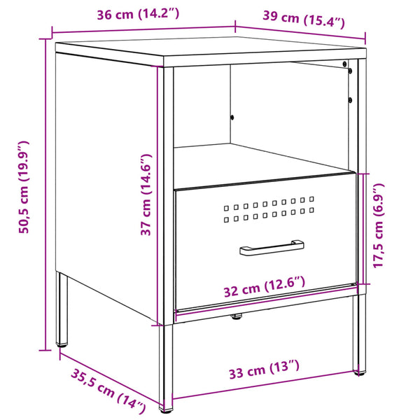 vidaXL Table de chevet Anthracite 36x39x50,5 cm Acier
