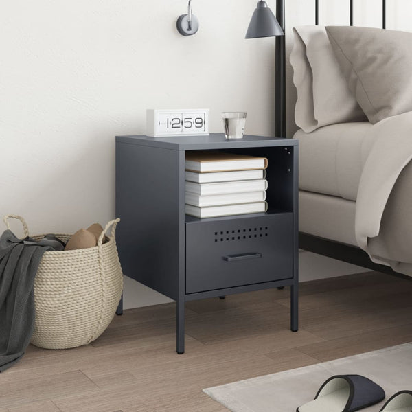 vidaXL Table de chevet Anthracite 36x39x50,5 cm Acier