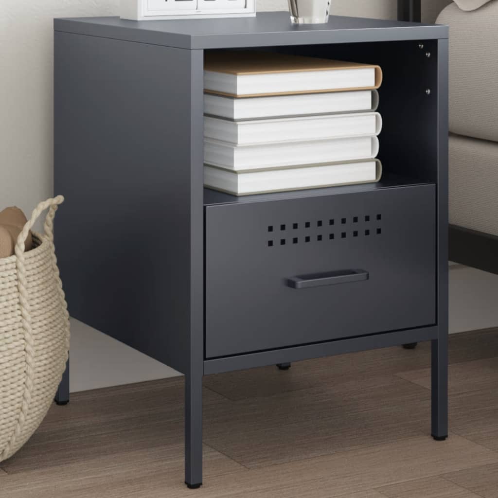 vidaXL Table de chevet Anthracite 36x39x50,5 cm Acier