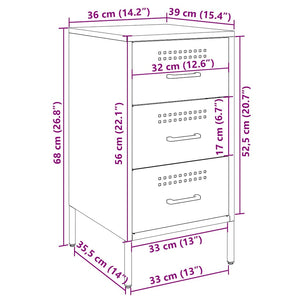 Schwarzer Nachttisch Stahl 36x39x68 cm