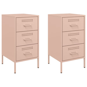 Nachttische 2er Set Rosa Stahl