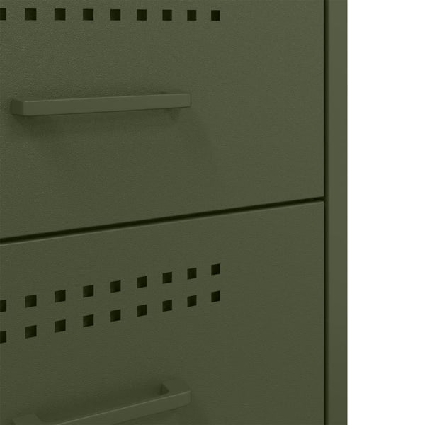 Nachttische 2er Set Olivgrün Stahl