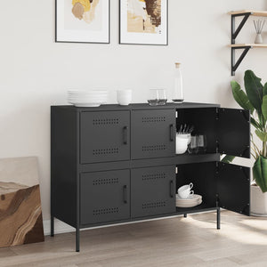 Schwarzes Stahl Sideboard, 100,5 cm