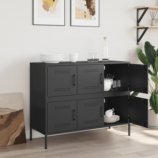 Schwarzes Stahl Sideboard, 100,5 cm