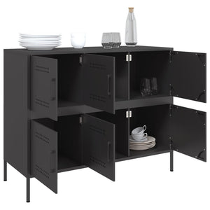 Schwarzes Stahl Sideboard, 100,5 cm