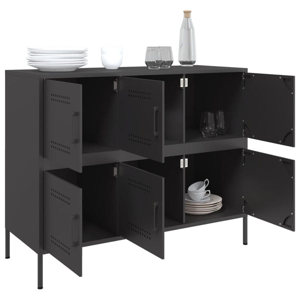 Schwarzes Stahl Sideboard, 100,5 cm