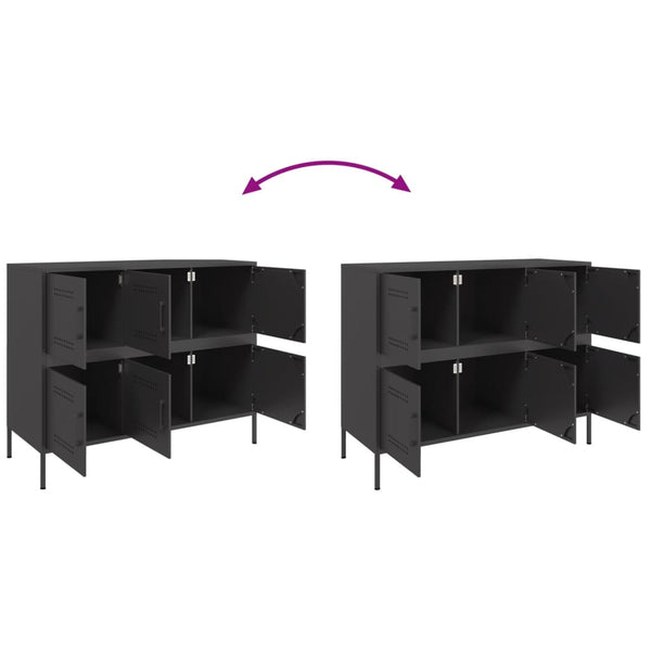 Schwarzes Stahl Sideboard, 100,5 cm