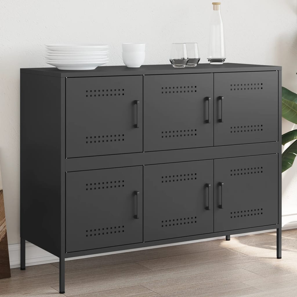 Schwarzes Stahl Sideboard, 100,5 cm