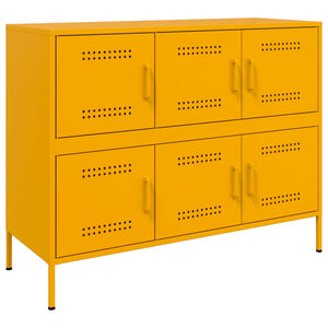 Senfgelbes Sideboard, Stahl, 100,5 cm