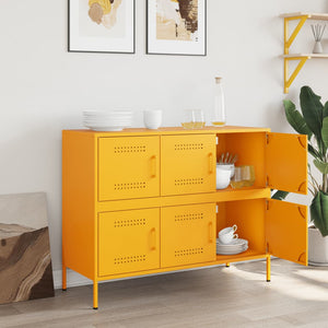 Senfgelbes Sideboard, Stahl, 100,5 cm