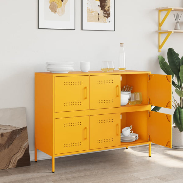 Senfgelbes Sideboard, Stahl, 100,5 cm
