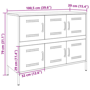 Senfgelbes Sideboard, Stahl, 100,5 cm