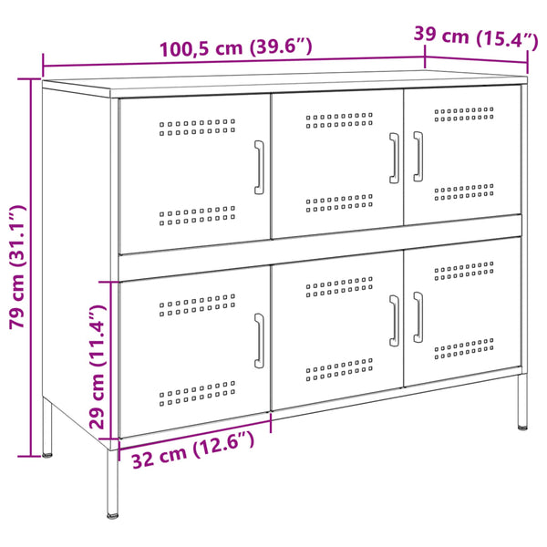 Senfgelbes Sideboard, Stahl, 100,5 cm