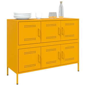 Senfgelbes Sideboard, Stahl, 100,5 cm