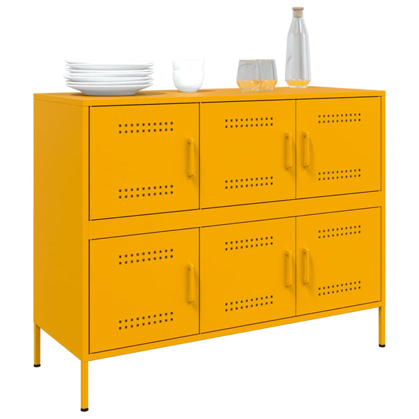 Senfgelbes Sideboard, Stahl, 100,5 cm