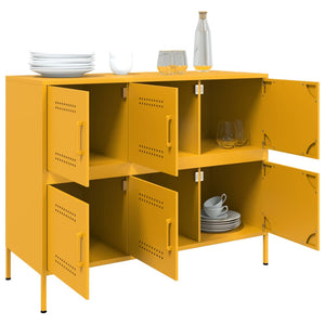 Senfgelbes Sideboard, Stahl, 100,5 cm