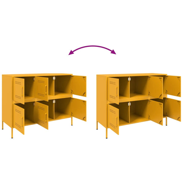 Senfgelbes Sideboard, Stahl, 100,5 cm