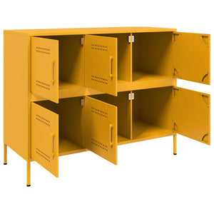 Senfgelbes Sideboard, Stahl, 100,5 cm