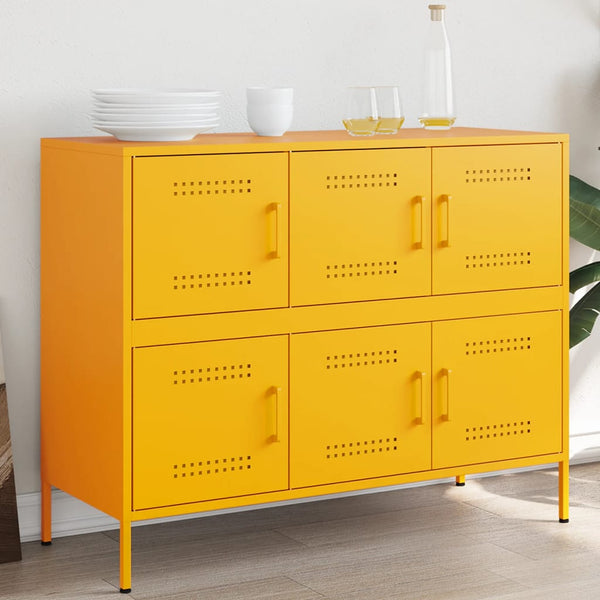 Senfgelbes Sideboard, Stahl, 100,5 cm