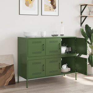 Olivgrünes Stahl Sideboard 100cm