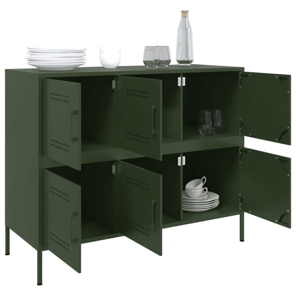 Olivgrünes Stahl Sideboard 100cm