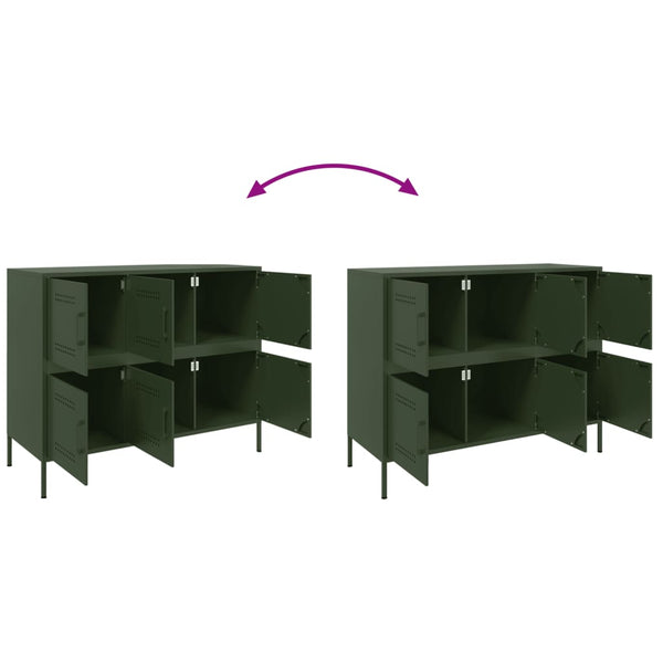 Olivgrünes Stahl Sideboard 100cm