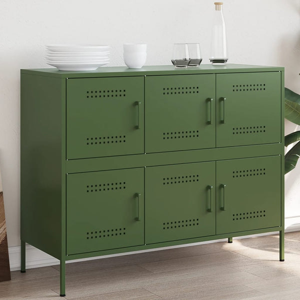 Olivgrünes Stahl Sideboard 100cm
