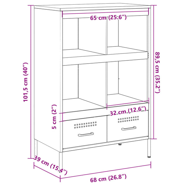 Highboard Olivgrün Stahl 68x39x101,5 cm