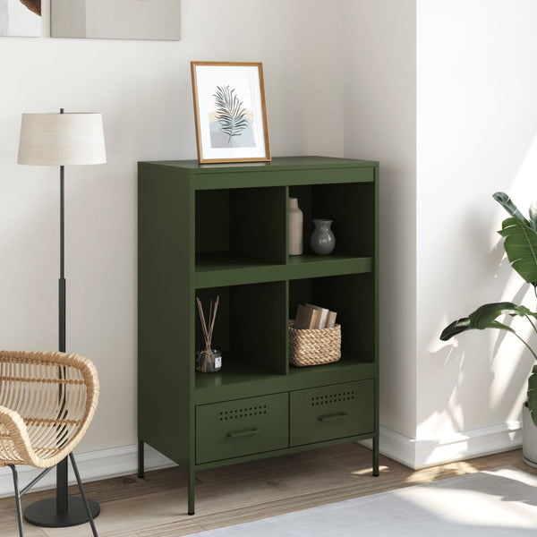 Highboard Olivgrün Stahl 68x39x101,5 cm