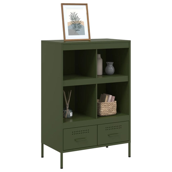 Highboard Olivgrün Stahl 68x39x101,5 cm
