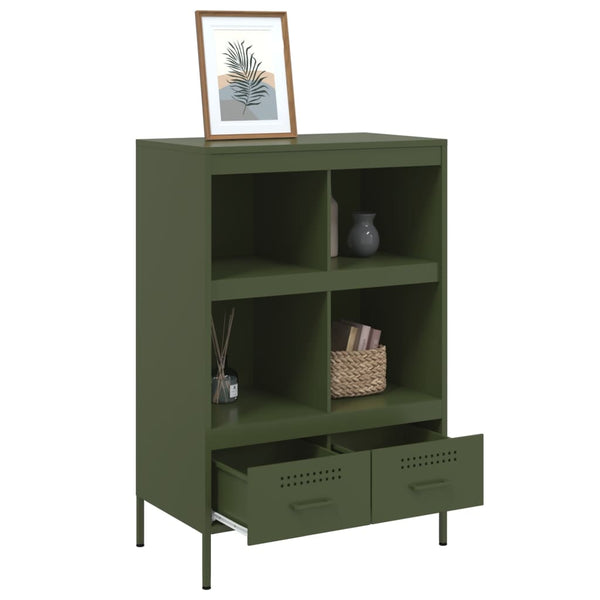 Highboard Olivgrün Stahl 68x39x101,5 cm
