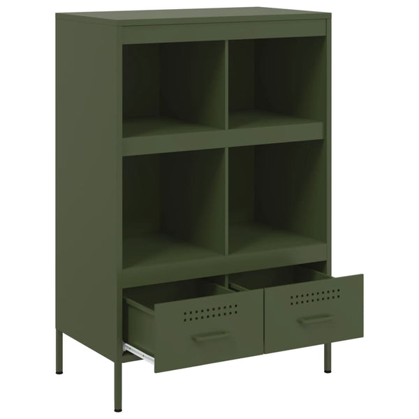 Highboard Olivgrün Stahl 68x39x101,5 cm