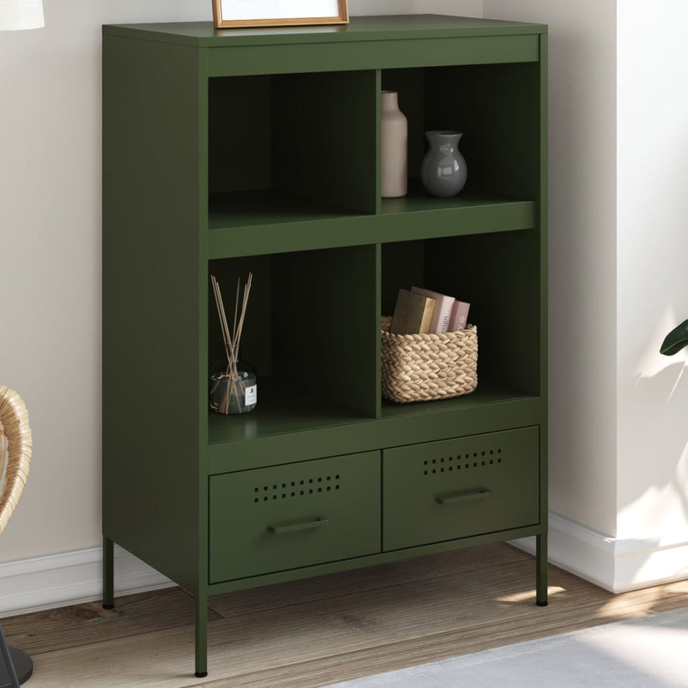 Highboard Olivgrün Stahl 68x39x101,5 cm
