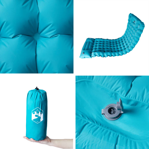 Selbstaufblasende Isomatte Blau mit Kissen