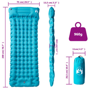 Selbstaufblasende Isomatte Blau mit Kissen